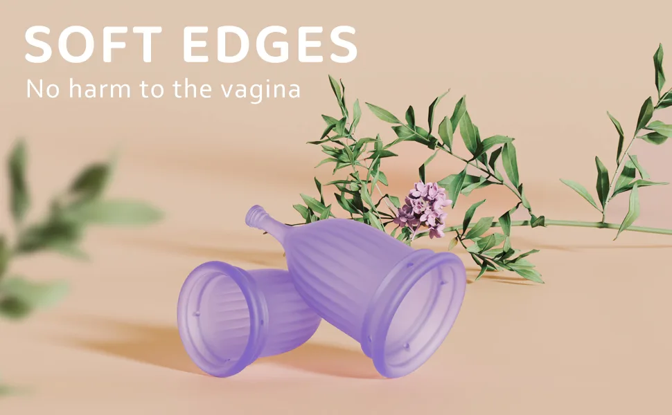 Menstrual Cups - Set of 3 Reusable Period Cups Soft Silicone Tampon and Pad Alternative (1 Small &1 Medium &1 Large) (Purple) - product information 3