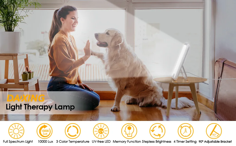 Light Therapy Lamp, 10000 Lux LED Therapy Light with 3 Color Temperature & Stepless Brightness & Smart Memory & 4 Timer Setting Function, Ultra-Large Light Surface Sunlight Lamp for Home/Office Use - product information 5