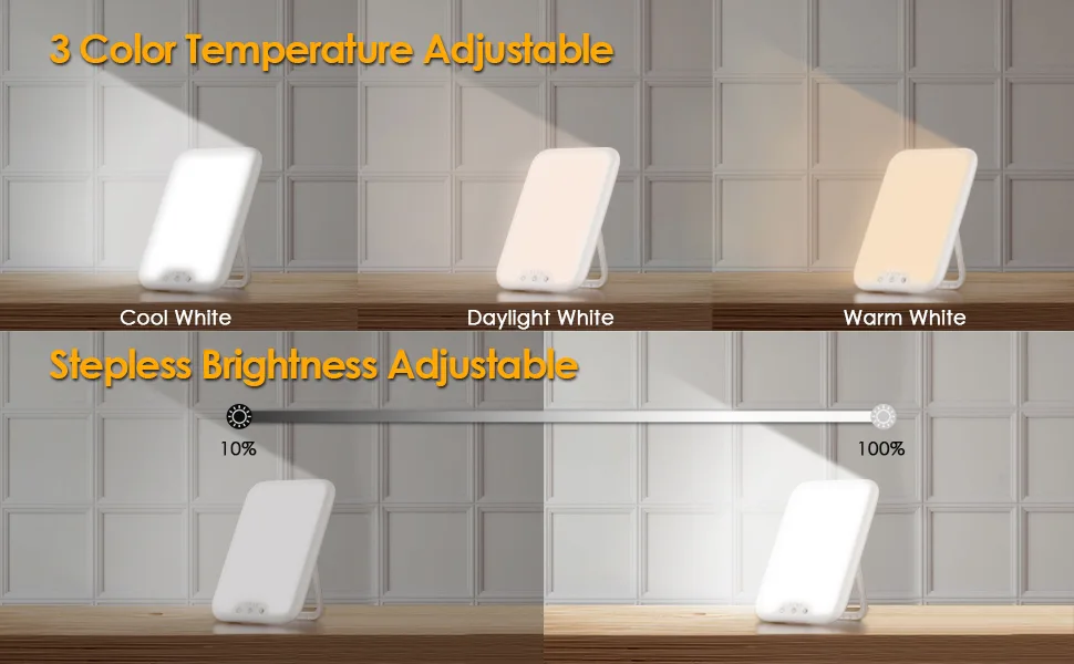 Light Therapy Lamp, 10000 Lux LED Therapy Light with 3 Color Temperature & Stepless Brightness & Smart Memory & 4 Timer Setting Function, Ultra-Large Light Surface Sunlight Lamp for Home/Office Use - product information 7