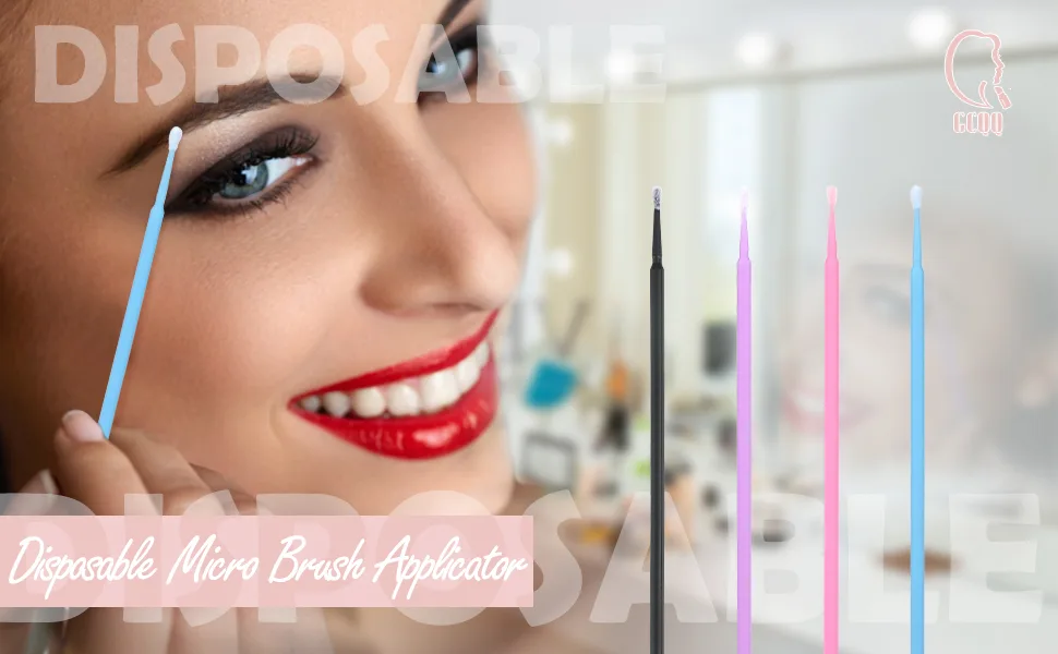 200PCS Micro Brush Applicator Disposable Micro Cotton Swabs for Eyelash Extensions Makeup Clean (Black) - Disposable micro brush applicator