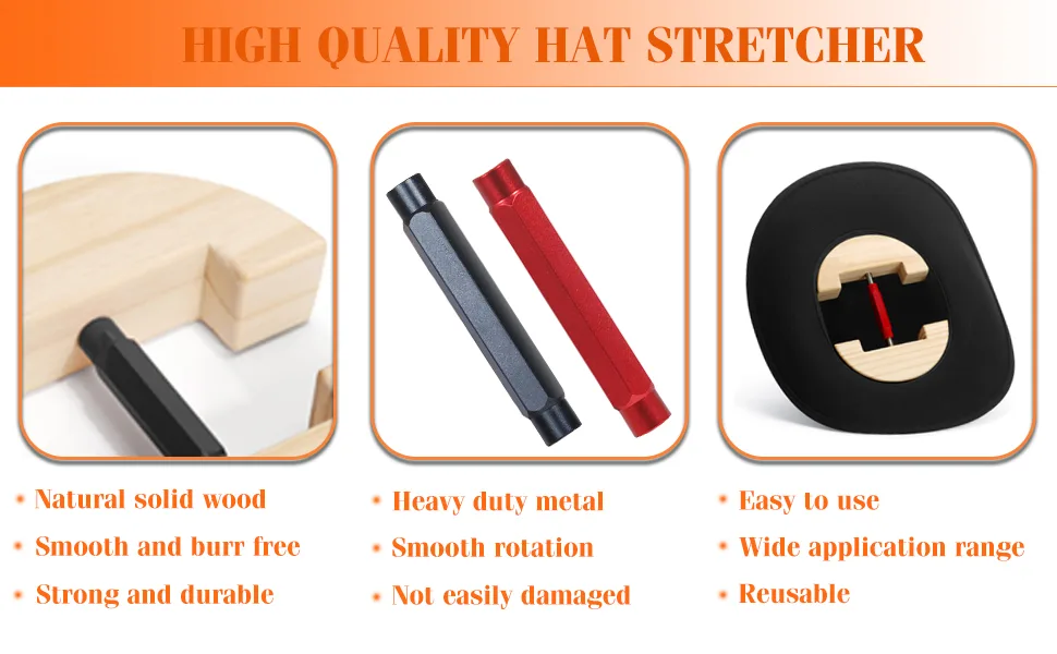 Hat Stretcher for Fitted Hats Large Stretcher for Cowboy Hat Extender Hat Shaper for Fedoras Men Baseball Caps Red-square - adjustable hat stretcher