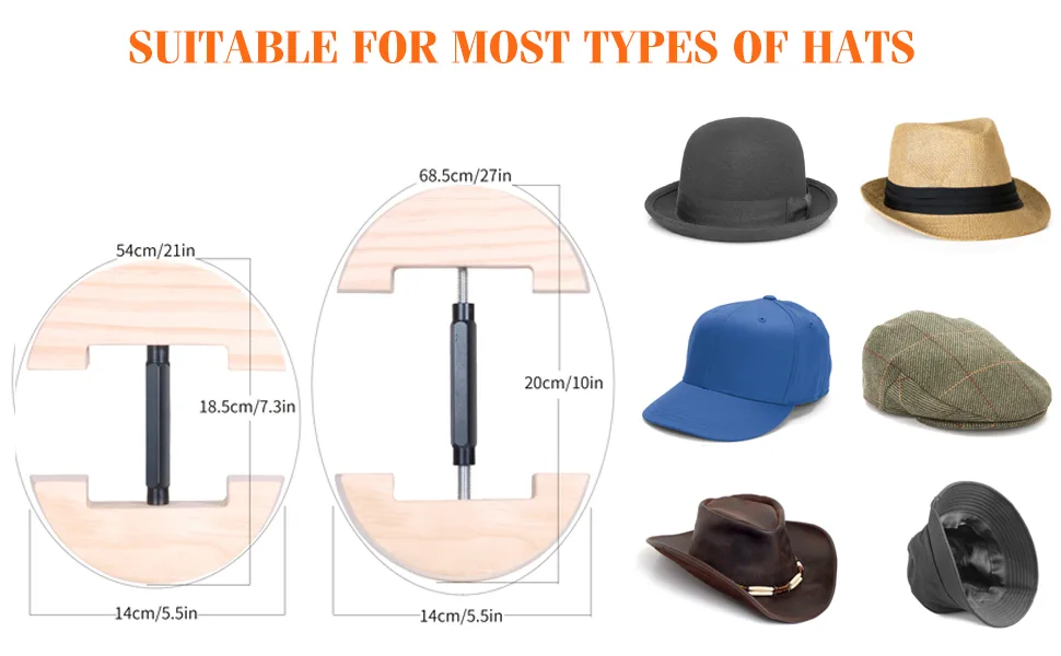 Hat Stretcher for Fitted Hats Large Stretcher for Cowboy Hat Extender Hat Shaper for Fedoras Men Baseball Caps Red-square - Unisex Hat Shaper