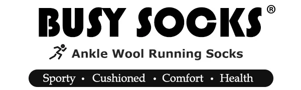 Busy Socks Merino Wool Compression Support Ankle Running Hiking Socks for Men Women, Soft Thick Cushion Tab Socks 3/6 Pairs 6 Pairs Dark Grey Large-X-Large - wool running socks logo