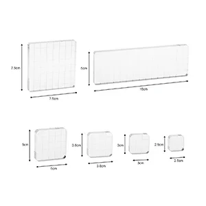 Suwimut 12 Pieces Acrylic Stamp Blocks, Clear Stamping Blocks Stamping Tools Set with Grid Lines for Scrapbooking Crafts Card Making, Assorted Sizes - S-AcrylicStampBlocks-12pc.PT03