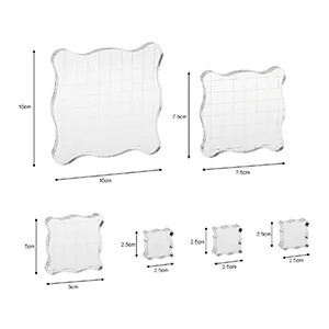 Suwimut 12 Pieces Acrylic Stamp Blocks, Clear Stamping Blocks Stamping Tools Set with Grid Lines for Scrapbooking Crafts Card Making, Assorted Sizes - S-AcrylicStampBlocks-12pc.PT04
