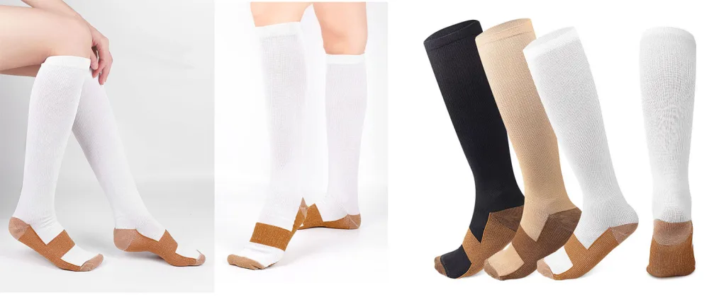sainberth 4 Pairs Copper Compression Socks Men Women Circulation 15-20mmHg Compression Stocking Athletic Support Socks 8-14 Black - compression socks men