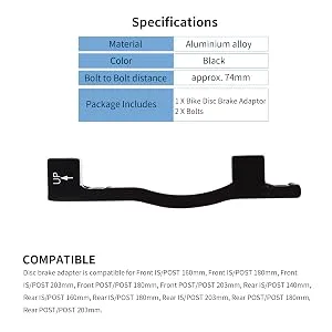 Disc Brake Mounting Bracket, Bicycle Brake Adapter Front V Brake Caliper PM - specification