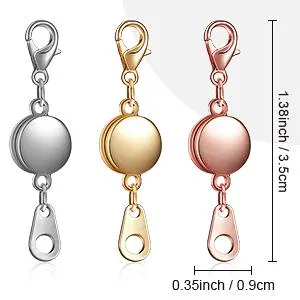 12 Pieces Locking Magnetic Jewelry Clasp Round Necklace Clasp Closures Bracelet Extender for Jewelry Making (Gold, Silver) - product information 4