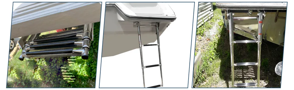 Marinebaby 3-Step Under Platform Telescoping Slide Mount Boat Boarding Ladder, Stainless Steel Marine Ladder - Marinebaby 3-Step Under Platform Telescoping Slide Mount Boat Boarding Ladder