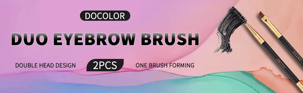 2pcs Docolor Duo Eyebrow Brush, Professional Eye Makeup Tool, Eyeshadow Brush and Spoolie Brush Black 2pcs black - 2pcs eyebrow brush