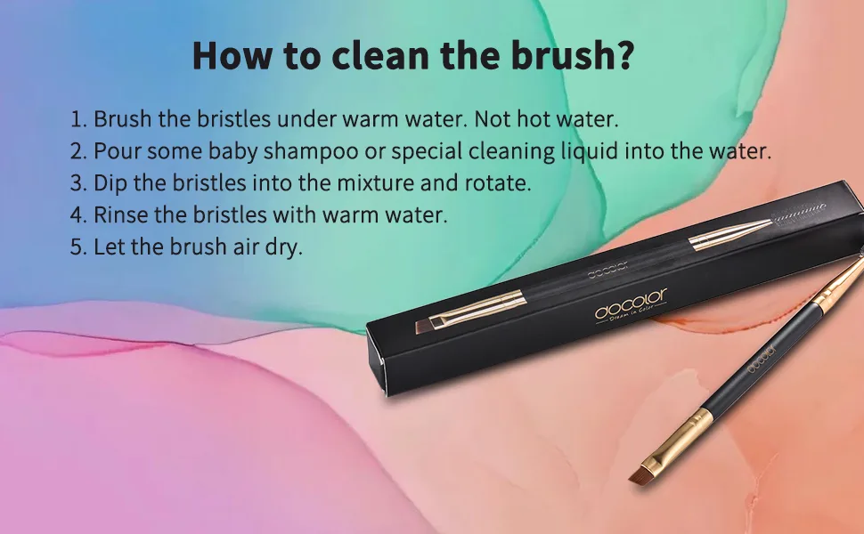 2pcs Docolor Duo Eyebrow Brush, Professional Eye Makeup Tool, Eyeshadow Brush and Spoolie Brush Black 2pcs black - clean the brush