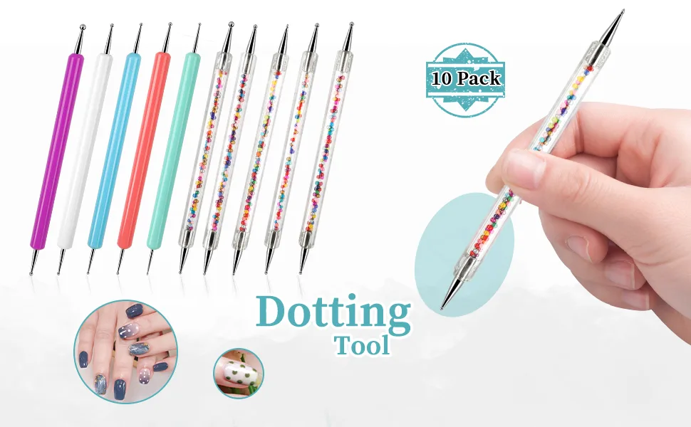 BQAN 10pcs Dotting Tools Set for Nail Art, Art Dot Tools Embossing Stylus for Painting - Dotting Tools Set