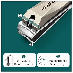 MR.GREEN Nail Clippers Anti Splash Fingernail Cutter Stainless Steel Manicure Tools Nail Scissors Detachable Design Nail Trimmer (Medium) - 1116-300-2