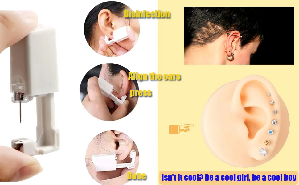 SOTICA Ear Piercing Gun Kit - 5 Disposable Guns with Ear Studs Puncture Tool for Safe and Easy Ear Piercing Professional Grade 5PCS - ear piercing gun