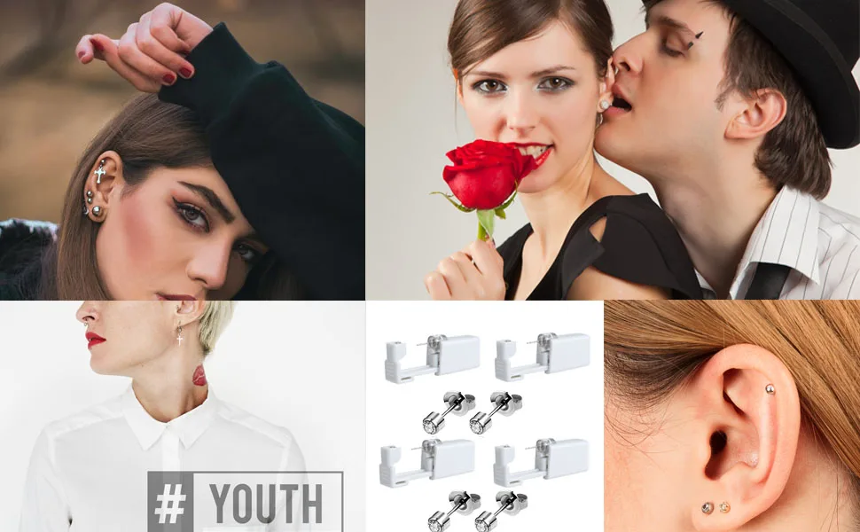 SOTICA Ear Piercing Gun Kit - 5 Disposable Guns with Ear Studs Puncture Tool for Safe and Easy Ear Piercing Professional Grade 5PCS - ear piercing gun