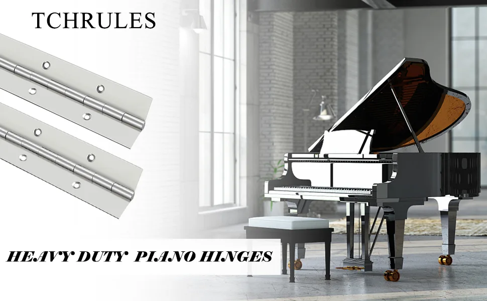 Piano Hinges, Heavy Duty Stainless Steel Continuous Hinge with Hole, Smooth Polished Folding Marine Hinge with Screws (12 INCH Piano Hinges) - Piano Hinges