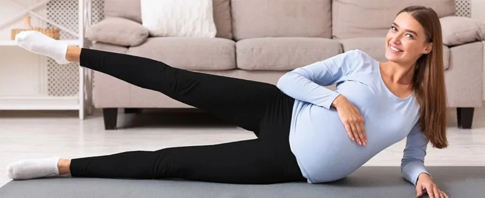 HIGHDAYS Women's Maternity Workout Leggings Over The Belly Pregnancy Stretch Yoga Active Pants with Pockets Black-with Pockets Medium - maternity leggings