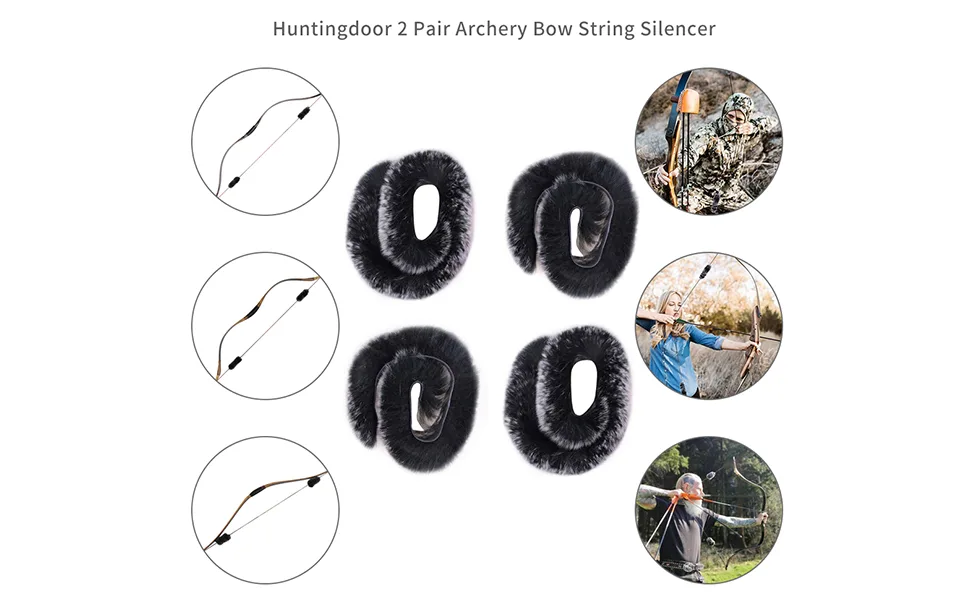 Huntingdoor 2 Pair Archery String Silencer Bow Stabilizer Otter Hide Bowstring Silencer for Recurve Bow Traditional Hunting Bow - Otter dampener bow string silencer bow maintenance accessories archery bowstring silencer
