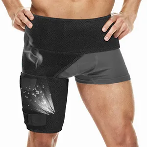Hip Support, Adjustable Groin Wrap Neoprene Hip Brace Thigh Compression Sleeve for Pulled Muscles Hip Strap Sciatica Brace for Men, Women, Non Slip Design - groin support