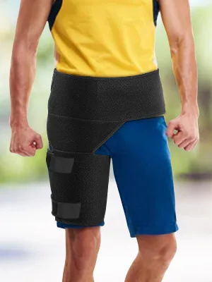 Hip Support, Adjustable Groin Wrap Neoprene Hip Brace Thigh Compression Sleeve for Pulled Muscles Hip Strap Sciatica Brace for Men, Women, Non Slip Design - hip support
