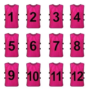 TOPTIE Sets of 12 (#1-12, 13-24) Numbered/Blank Training Vest, Soccer Pinnies - NUMBER