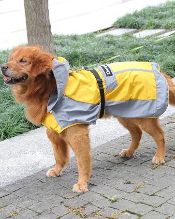 Ownpets Foldable Dog Raincoat, Adjustable Waterproof Pet Jacket with Reflective Straps & Storage Pocket, Lightweight Pet Raincoat for Small Dogs, Puppies, S - Ownpets
