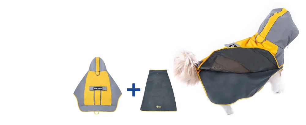 Ownpets Foldable Dog Raincoat, Adjustable Waterproof Pet Jacket with Reflective Straps & Storage Pocket, Lightweight Pet Raincoat for Small Dogs, Puppies, S - Ownpets coat
