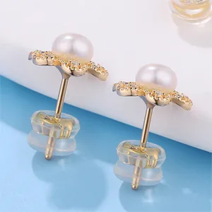 Moconar Sterling Silver Locking Secure Earring Backs for Studs, Silicone Earring Backs Replacements for Studs/Droopy Ears, No-Irritate Hypoallergenice Earring Backs for Adults&Kids - earring backs