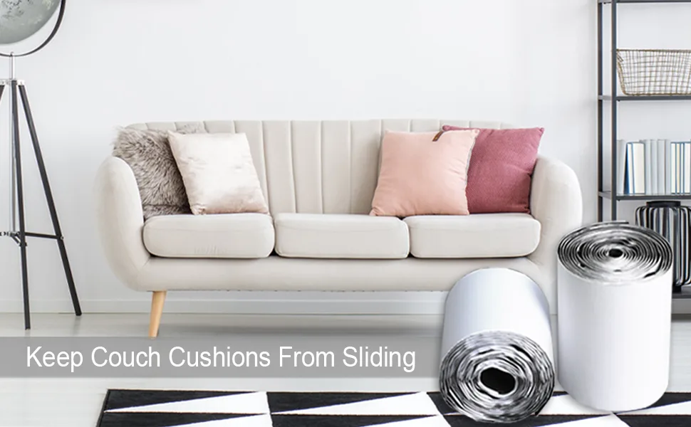 Non Slip Cushion Pad, Rolled Hook Loop Tape with Adhesive for Effectively Reduce Couch Cushions Sliding (4 in x 5 Ft,Black) 4 in x 5 Ft Black - SOFA