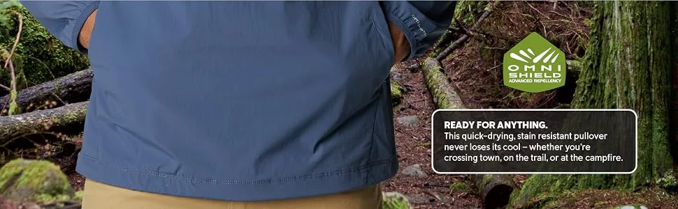Columbia Men's Tech Trail Woven Pullover Savory X-Large - Rain and stain resistant, water repellent - Omni-Shield