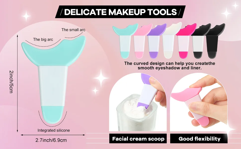 4 Pcs Mascara Eyelash Guard, Applicator Double Head Guard Tool Eyelash Eyeshadow Auxiliary Guard Tool Pads, Silicone Reusable Eyelash Guide Prevent Eyeliner Tool Mascara Guard (Cute Color) - product information 2