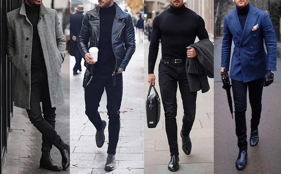 TURETRENDY Men's Stretch Muscle Tshirts Turtleneck Long Sleeve Knit Tees Casual Slim Fit Basic Shirt Tops Small White - product information 18
