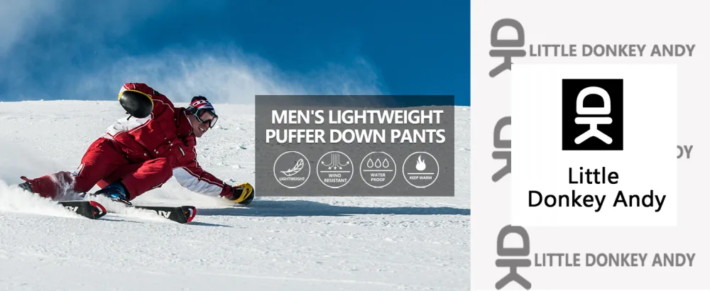 Little Donkey Andy Men's Lightweight Puffy Pants Puffer Quilted Ski Insulation Pants for Winter Snow Large Dark Green-fleece Lined - PUFFER PANTS