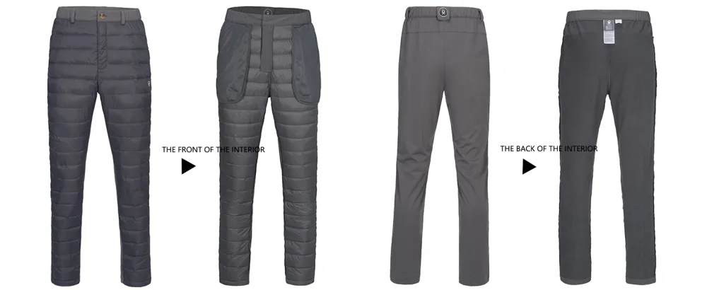 Little Donkey Andy Men's Lightweight Puffy Pants Puffer Quilted Ski Insulation Pants for Winter Snow Large Dark Green-fleece Lined - the interior