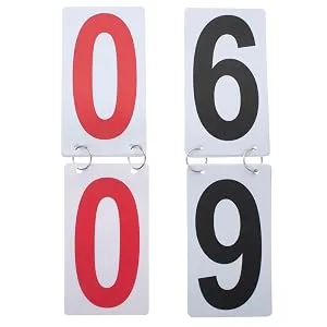 TOPTIE 2 Sets Tennis Score Keeper Visible 0-9 Double Sides Flip Scoreboard Numbers Red 4 x 7 Inch - sides