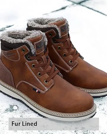 ASTERO Mens Hiking Boots Winter Boots Insulated Leather Work Warm Outdoor Snow Shoes 11 A-gray - product information 10