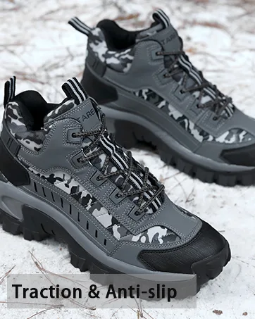 ASTERO Mens Hiking Boots Winter Boots Insulated Leather Work Warm Outdoor Snow Shoes 11 A-gray - product information 6
