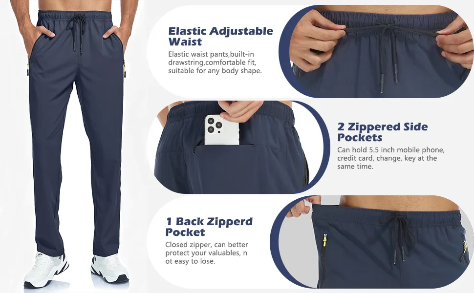 Men's Lightweight Hiking Pants Breathable Quick Dry Fit Waterproof Camping Fishing Running Athletic Active Jogger Pant Large Light Gray - product information 11