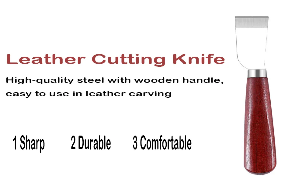 DUJISO Leather Knife Cutting Knife Edging Knife with Wooden Handle Leather Working Knife for DIY Leathercraft Cutting - leather knife