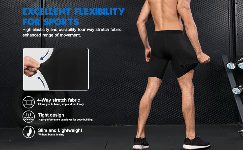 WRAGCFM Men's Athletic Compression Shorts with Pockets Running Workout Active Underwear 01406-black+red X-Large - stretchy fabric