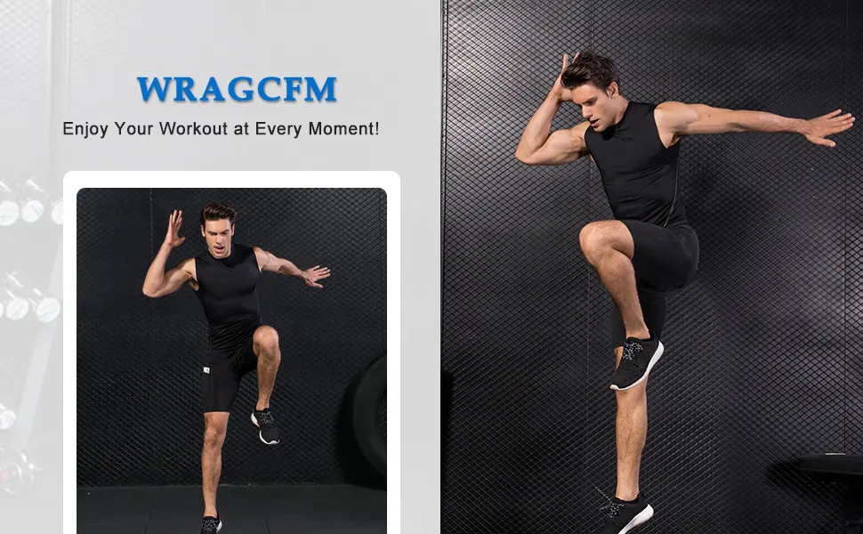WRAGCFM Men's Athletic Compression Shorts with Pockets Running Workout Active Underwear 01406-black+red X-Large - workout shorts