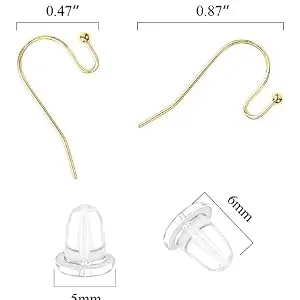 Earring Hooks 14K Gold Plated Hypoallergenic Ear Wires for Jewelry Making (200 PCS Earring Hooks+200 PCS Earring Backs) A-14K Gold - Earring Hooks