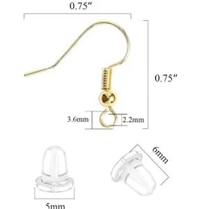 Earring Hooks 14K Gold Plated Hypoallergenic Ear Wires for Jewelry Making (200 PCS Earring Hooks+200 PCS Earring Backs) A-14K Gold - Earring Hooks