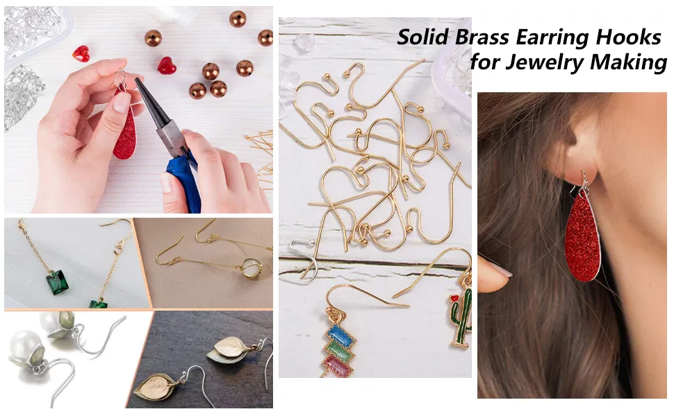 Earring Hooks 14K Gold Plated Hypoallergenic Ear Wires for Jewelry Making (200 PCS Earring Hooks+200 PCS Earring Backs) A-14K Gold - Earring Hooks