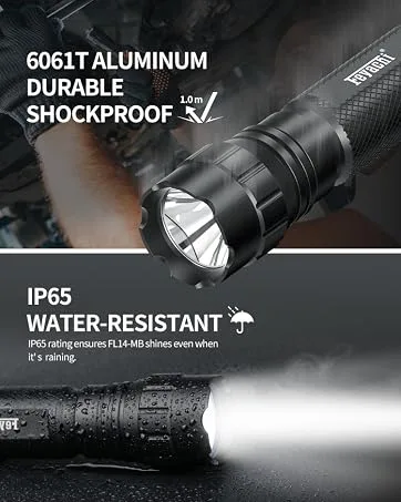 Feyachi FL14-MB Flashlight 1200 Lumen Matte Black LED Light with Flashlight Mount and Pressure Switch Included - weapon light
