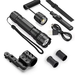 Feyachi FL14-MB Flashlight 1200 Lumen Matte Black LED Light with Flashlight Mount and Pressure Switch Included - weapon light