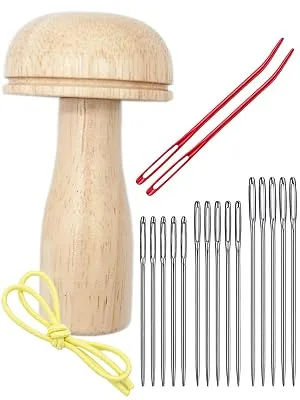 Darning Mushroom, Wood Darning Egg Sewing Tool Repair for Darning Socks, Hats, Pants, Sweaters, DIY Sewing Crafts, Cute Wooden Mushroom Darner Needle Patch Holes - product information 4