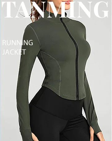 Tanming Women's Full Zip Seamless Workout Jacket Running Yoga Slim Fit Track Jacket Black Small - product information 14