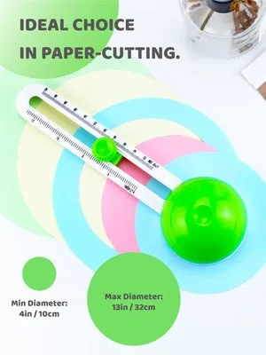 YETOOME Circular Paper Cutter, Rotary Circle Cutter Cut Paper Trimmer Scrapbooking Tool with 3 Replaceable Blades for Art and DIY Crafts, Cards Making (Green) - Circle Cutter