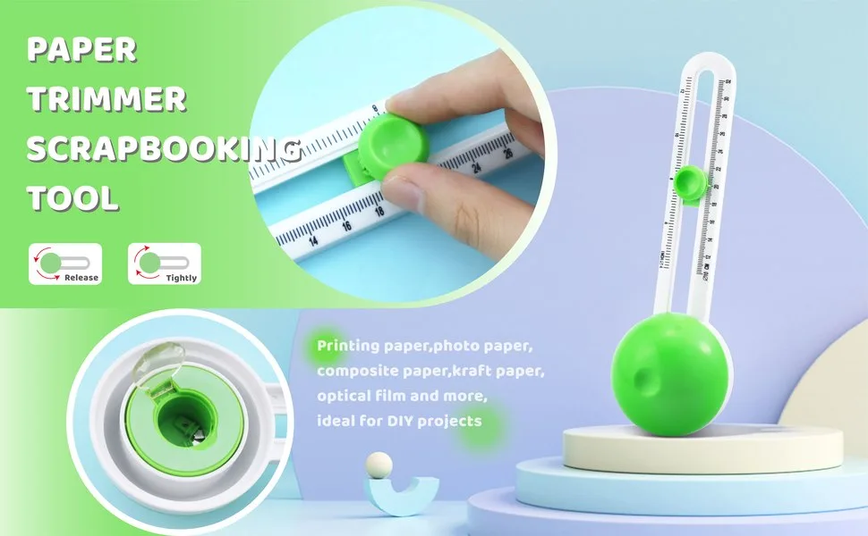 YETOOME Circular Paper Cutter, Rotary Circle Cutter Cut Paper Trimmer Scrapbooking Tool with 3 Replaceable Blades for Art and DIY Crafts, Cards Making (Green) - Circle Cutter